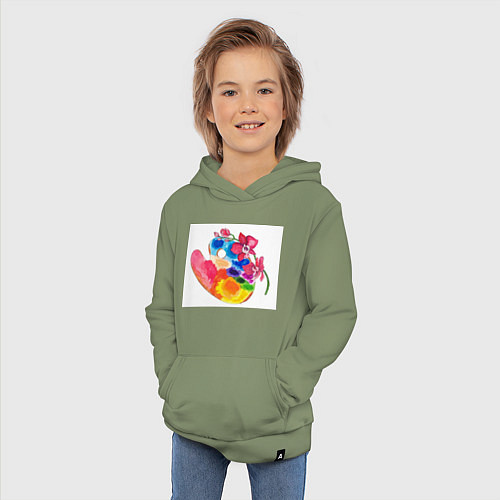 Детская толстовка-худи Палитра с цветком Орхидея / Авокадо – фото 3