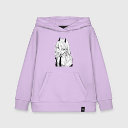 Толстовка детская хлопковая Пауэр с рожками - человек бензопила, цвет: лаванда