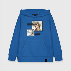 Толстовка детская хлопковая Растрепанный парень и скала, цвет: синий