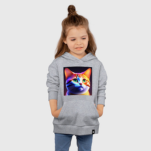 Детская толстовка-худи Милый котик с большими глазами / Меланж – фото 4