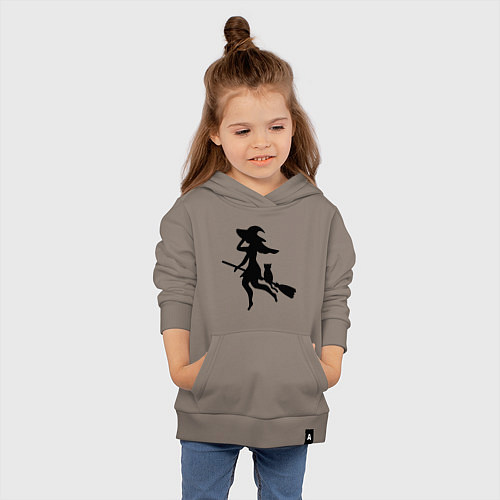 Детская толстовка-худи Ведьмочка и кот на метле / Утренний латте – фото 4