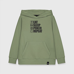 Толстовка детская хлопковая Eat, sleep, poker, repeat, цвет: авокадо