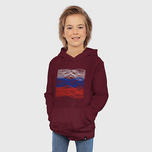 Детская толстовка-худи Триколор флаг / Меланж-бордовый – фото 3