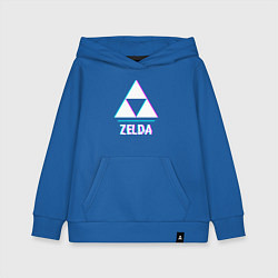 Толстовка детская хлопковая Zelda в стиле glitch и баги графики, цвет: синий