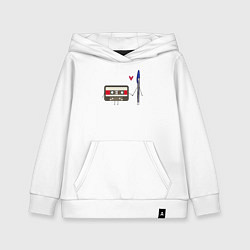 Толстовка детская хлопковая Кассета и ручка, цвет: белый