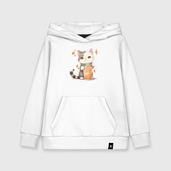 Толстовка детская хлопковая Кот с латте, цвет: белый