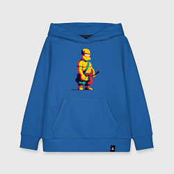 Толстовка детская хлопковая Гомер Симпсон самурай - нейросеть, цвет: синий