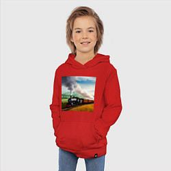 Толстовка детская хлопковая Ретро поезд, цвет: красный — фото 2