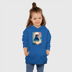 Толстовка детская хлопковая Кот мореход - нейросеть, цвет: синий — фото 2
