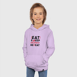 Толстовка детская хлопковая Надпись: eat sleep Valorant repeat, цвет: лаванда — фото 2