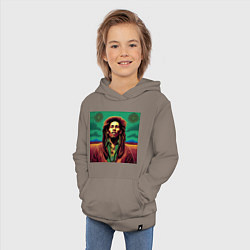 Толстовка детская хлопковая Digital Art Bob Marley in the field, цвет: утренний латте — фото 2