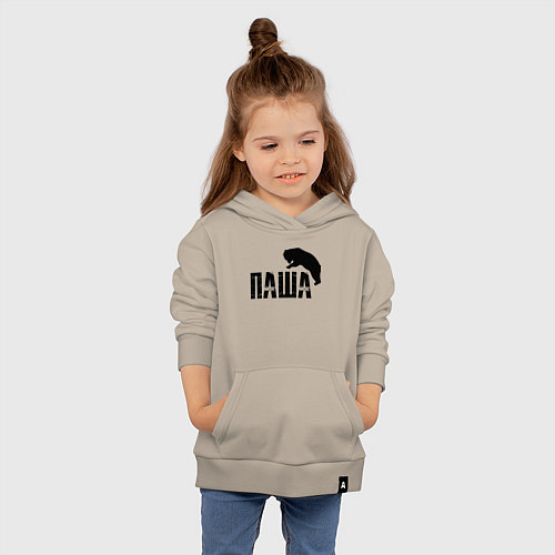 Детская толстовка-худи Паша и медведь / Миндальный – фото 4