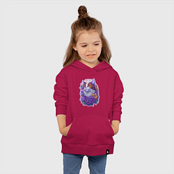 Толстовка детская хлопковая Рыжий котик и фиолетовые цветы, цвет: маджента — фото 2
