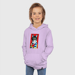 Толстовка детская хлопковая Кисуля в модном полувере - поп-арт, цвет: лаванда — фото 2