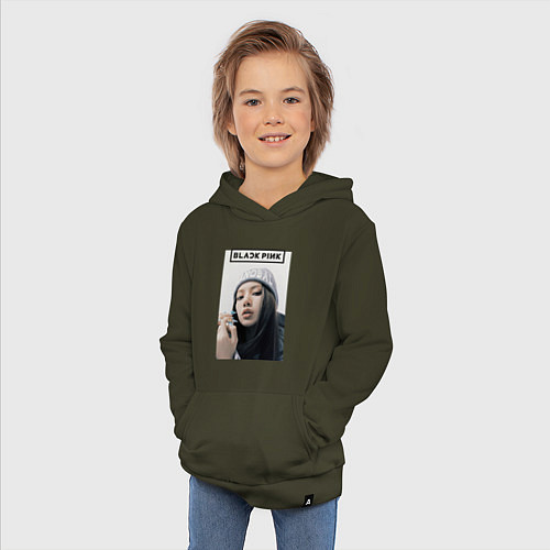 Детская толстовка-худи Джису блэкпинк / Хаки – фото 3