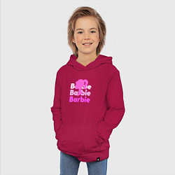 Толстовка детская хлопковая Логотип Барби объемный, цвет: маджента — фото 2