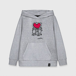 Толстовка детская хлопковая Человечки с сердцем - поп арт Кит Харинг, цвет: меланж