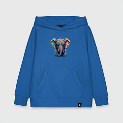 Толстовка детская хлопковая Красочный слон в очках, цвет: синий