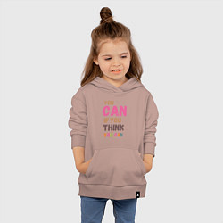 Толстовка детская хлопковая You can if you think you can, цвет: пыльно-розовый — фото 2
