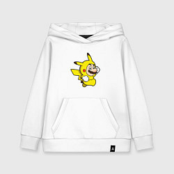 Толстовка детская хлопковая Марио пикачу, цвет: белый