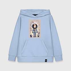Толстовка детская хлопковая Милый маленький космонавт - нейросеть, цвет: мягкое небо