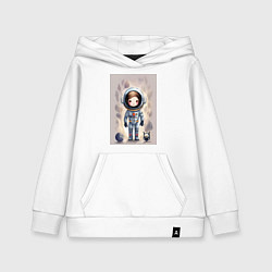 Толстовка детская хлопковая Милый маленький космонавт - нейросеть, цвет: белый