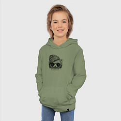 Толстовка детская хлопковая Красная панда в очках, цвет: авокадо — фото 2