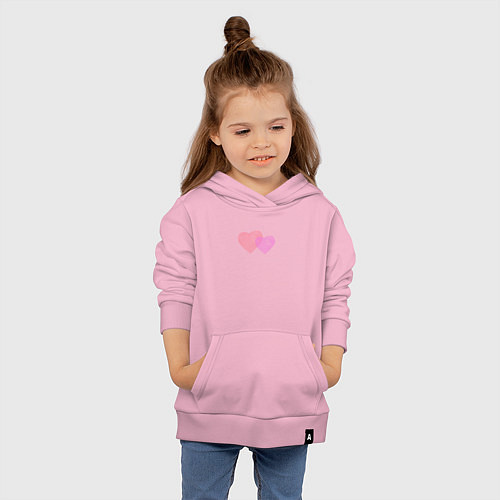 Детская толстовка-худи Два розовых сердца / Светло-розовый – фото 4