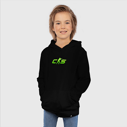 Детская толстовка-худи CS2 green logo / Черный – фото 3