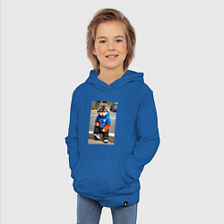 Толстовка детская хлопковая Уличный волчонок-хулиган - нейросеть, цвет: синий — фото 2