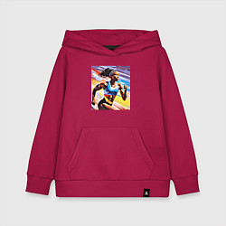 Толстовка детская хлопковая Девушка спринтер, цвет: маджента