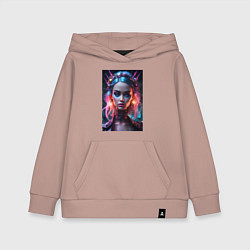 Толстовка детская хлопковая Барби в стиле рок - нейросеть, цвет: пыльно-розовый