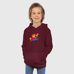 Толстовка детская хлопковая Пиксельный Марио, цвет: меланж-бордовый — фото 2