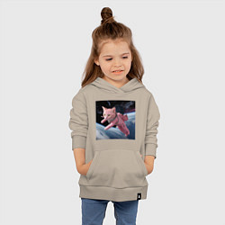 Толстовка детская хлопковая Котик pink астронавт, цвет: миндальный — фото 2