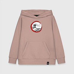 Толстовка детская хлопковая Волна от Канагава, цвет: пыльно-розовый