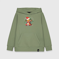 Толстовка детская хлопковая Red christmas dragon, цвет: авокадо