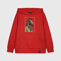 Толстовка детская хлопковая Конь в бежевом пальто, цвет: красный
