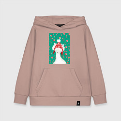 Толстовка детская хлопковая Лама - альпака в ушанке, цвет: пыльно-розовый