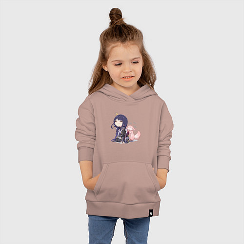 Детская толстовка-худи Шогун Райден и лисичка Мико / Пыльно-розовый – фото 4