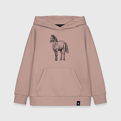 Толстовка детская хлопковая Лошадь стоит, цвет: пыльно-розовый