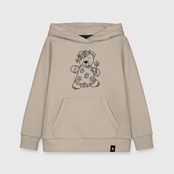 Толстовка детская хлопковая Мишка с ромашками - раскраска, цвет: миндальный