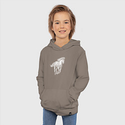 Толстовка детская хлопковая Белая лошадь скачет, цвет: утренний латте — фото 2