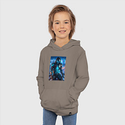 Толстовка детская хлопковая Cyber man - ai art, цвет: утренний латте — фото 2
