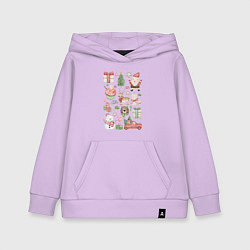 Толстовка детская хлопковая Новогодние зарисовки, цвет: лаванда