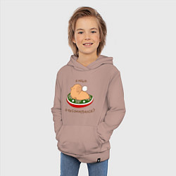 Толстовка детская хлопковая Капибара на отдыхе зимой: я няша, цвет: пыльно-розовый — фото 2