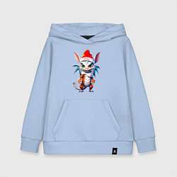 Толстовка детская хлопковая Дракончик в новогоднем колпаке, цвет: мягкое небо