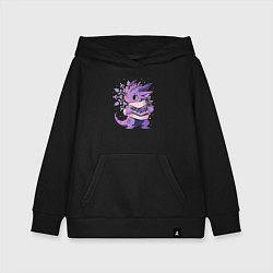 Толстовка детская хлопковая Фиолетовый дракон в свитере, цвет: черный
