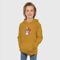 Толстовка детская хлопковая Единорог и шарики, цвет: горчичный — фото 2
