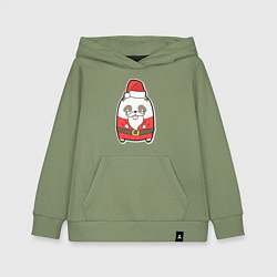 Толстовка детская хлопковая Панда дед-мороз, цвет: авокадо