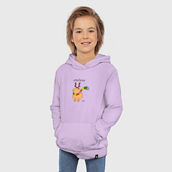 Толстовка детская хлопковая Капибара в рожках оленя, цвет: лаванда — фото 2